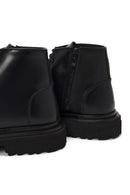 Derimod Black Male Black Zip Closure Chunky Sole Leather Casual Boots | Derimod