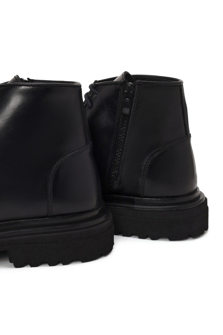 Derimod Black Male Black Zip Closure Chunky Sole Leather Casual Boots