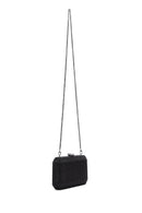 Women's Black Long Chain Strap Stone Evening Mini Clutch Bag | Derimod