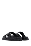 Men's Black Double Buckle Slippers | Derimod