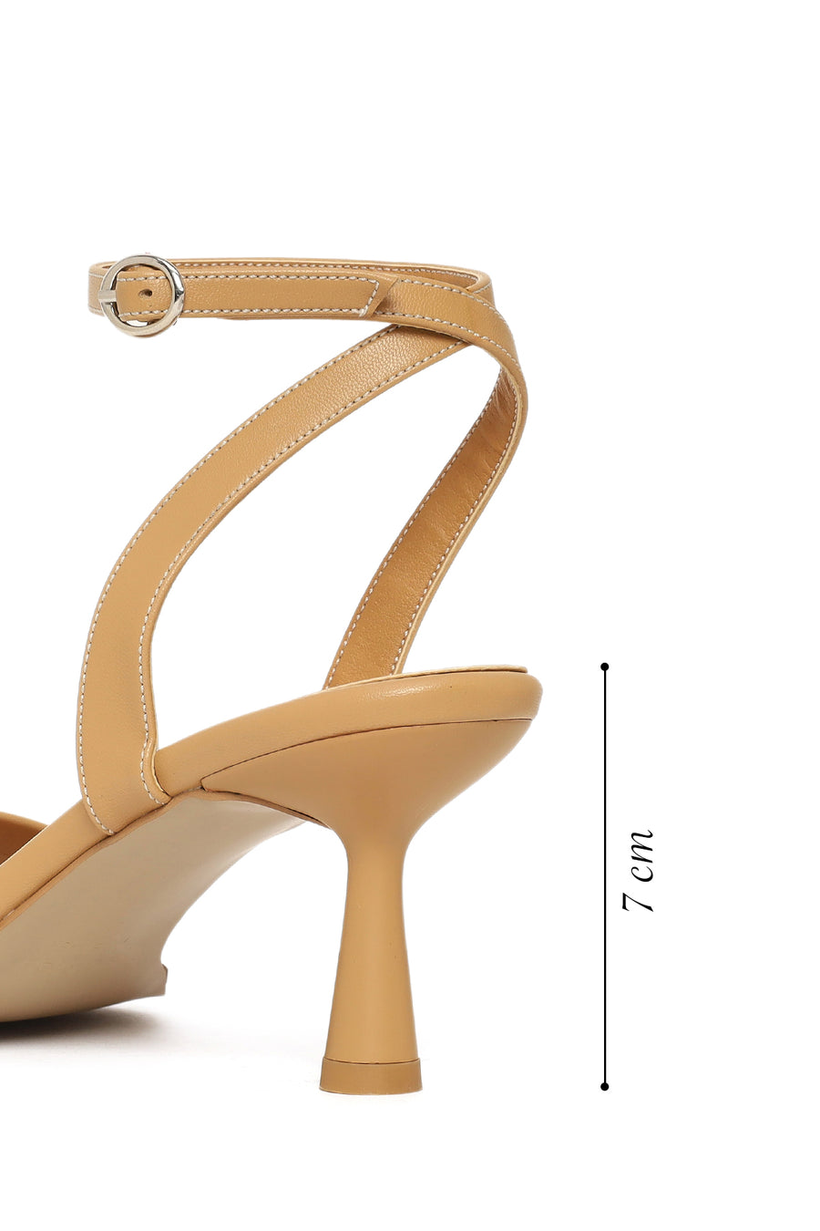 Women's Camel Ankle Buckle Thin Heel Sandals