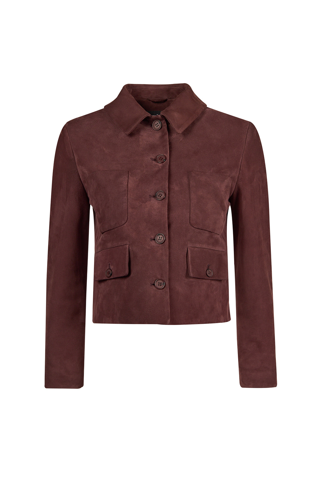Cassandra Kadın Bordo Slim-Fit Süet Deri Ceket
