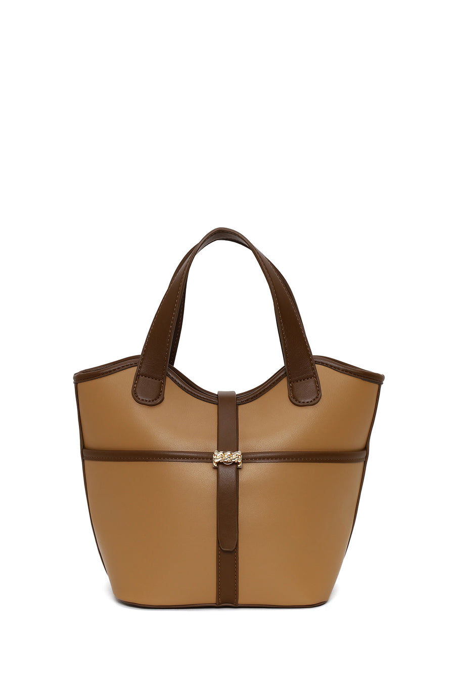 Woman Dark Beige Long Strap Classic Shoulder Bag