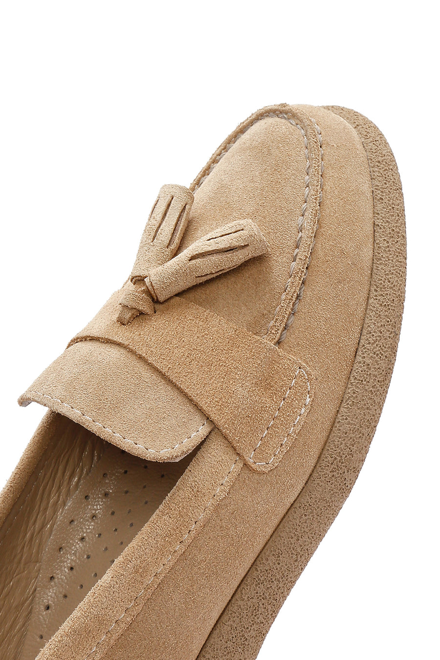Kadın Bej Süet Deri Comfort Loafer