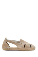 Woman Beige Suede Leather Espadrille Sandals | Derimod