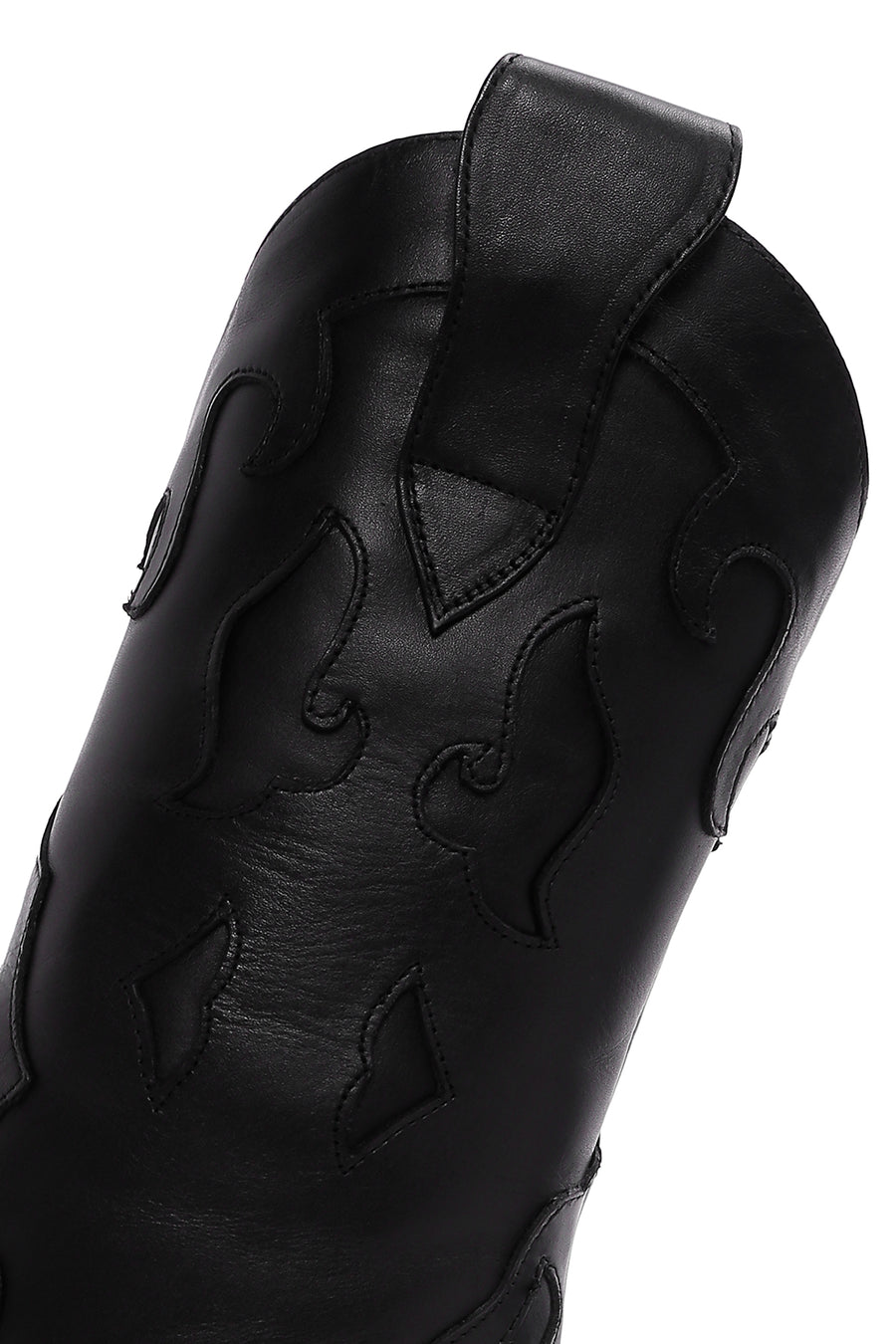 Woman Black Patterned Thin-Heeled Leather Boots