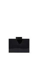 Women's Black Patterned Long Chain Strap Mini Box Clutch Bag | Derimod