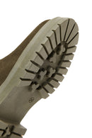 Women's Khaki Suede Leather Zippered Boots | Derimod