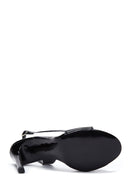 Women's Black Patent Leather Heeled Sandals | Derimod