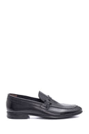 Men's Black Leather Perforated Loafer | Derimod