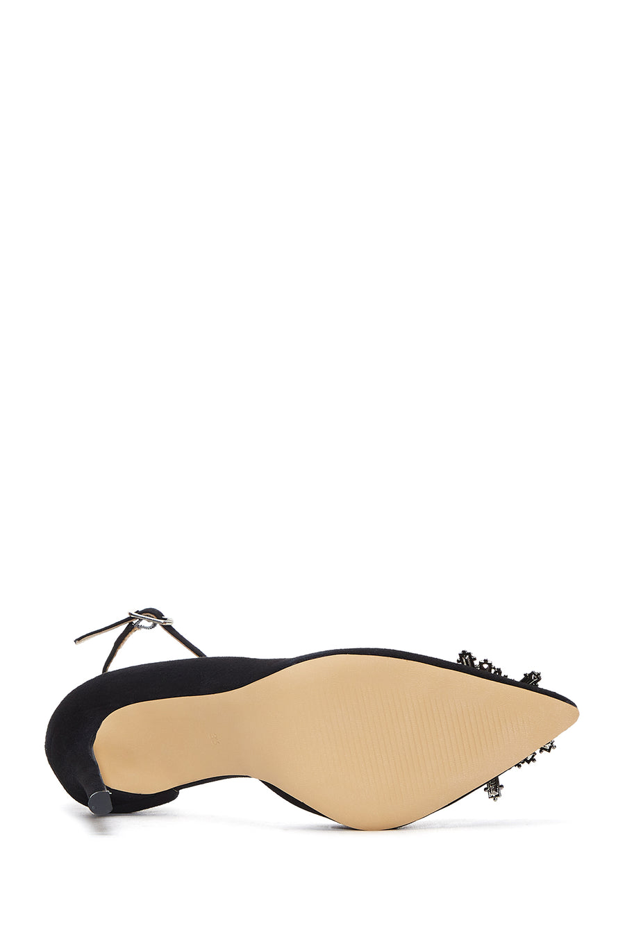 Women's Black Suede Leather Heeled Shoes