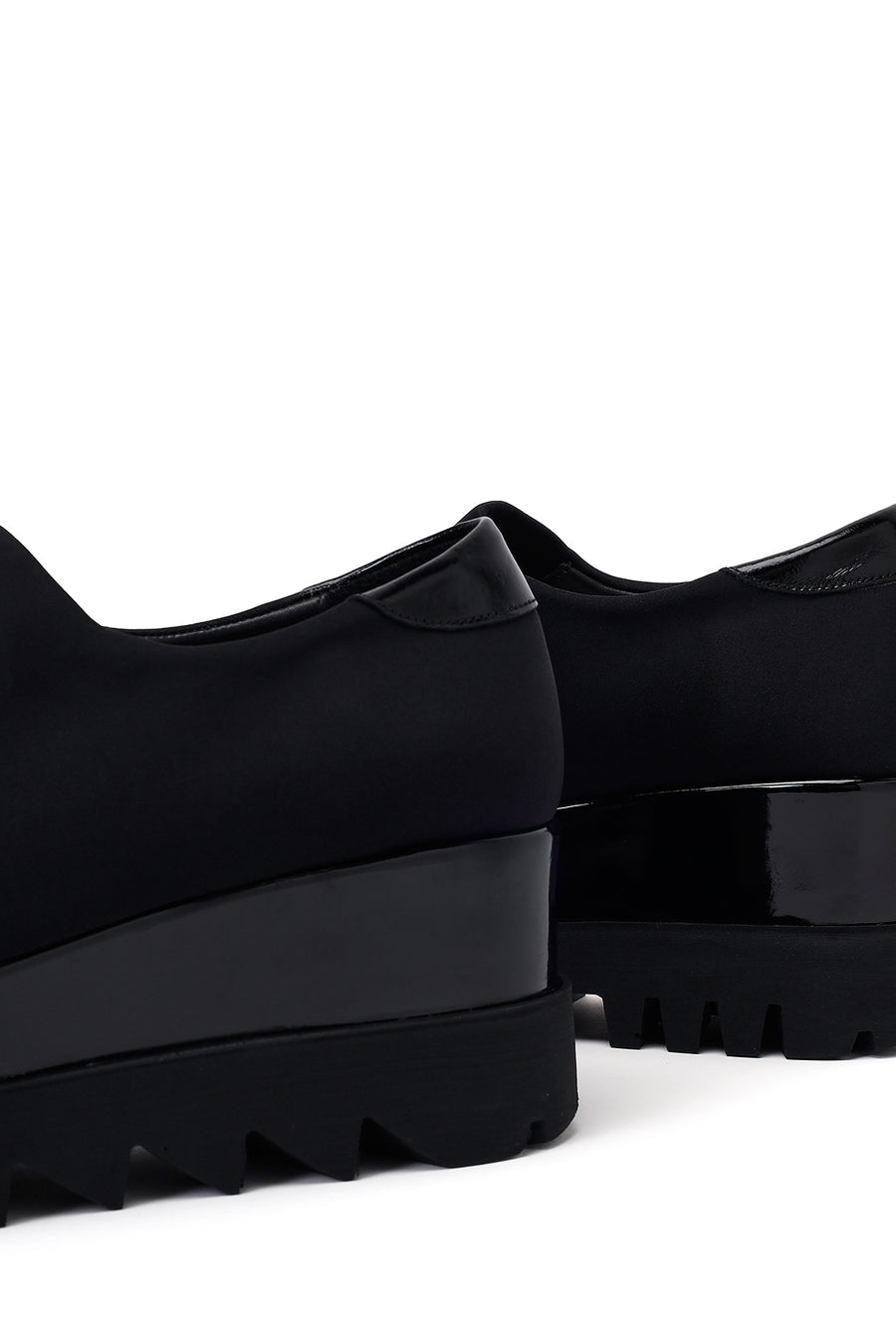 Woman Black Wedge Fabric Shoes