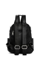 Women's Black Long Strap Printed Backpack | Derimod