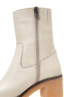Women's Leather Zippered Heeled Boots | Derimod