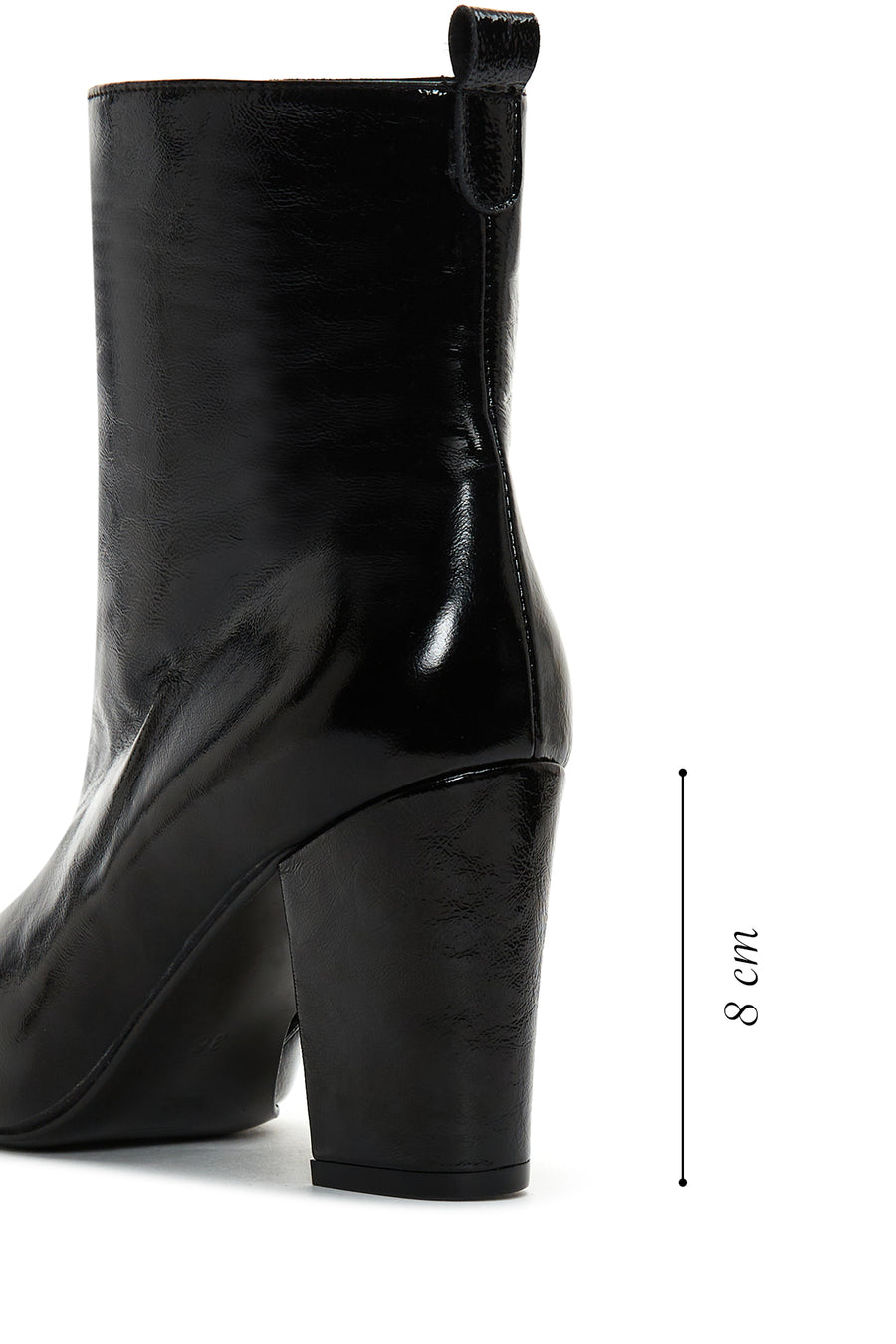 Women's Black Patent Leather Heeled Boots