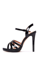 Women's Black Patent Leather Heeled Sandals | Derimod