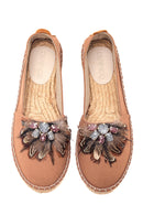 Women's Tan Stone Straw Sole Espadrille | Derimod