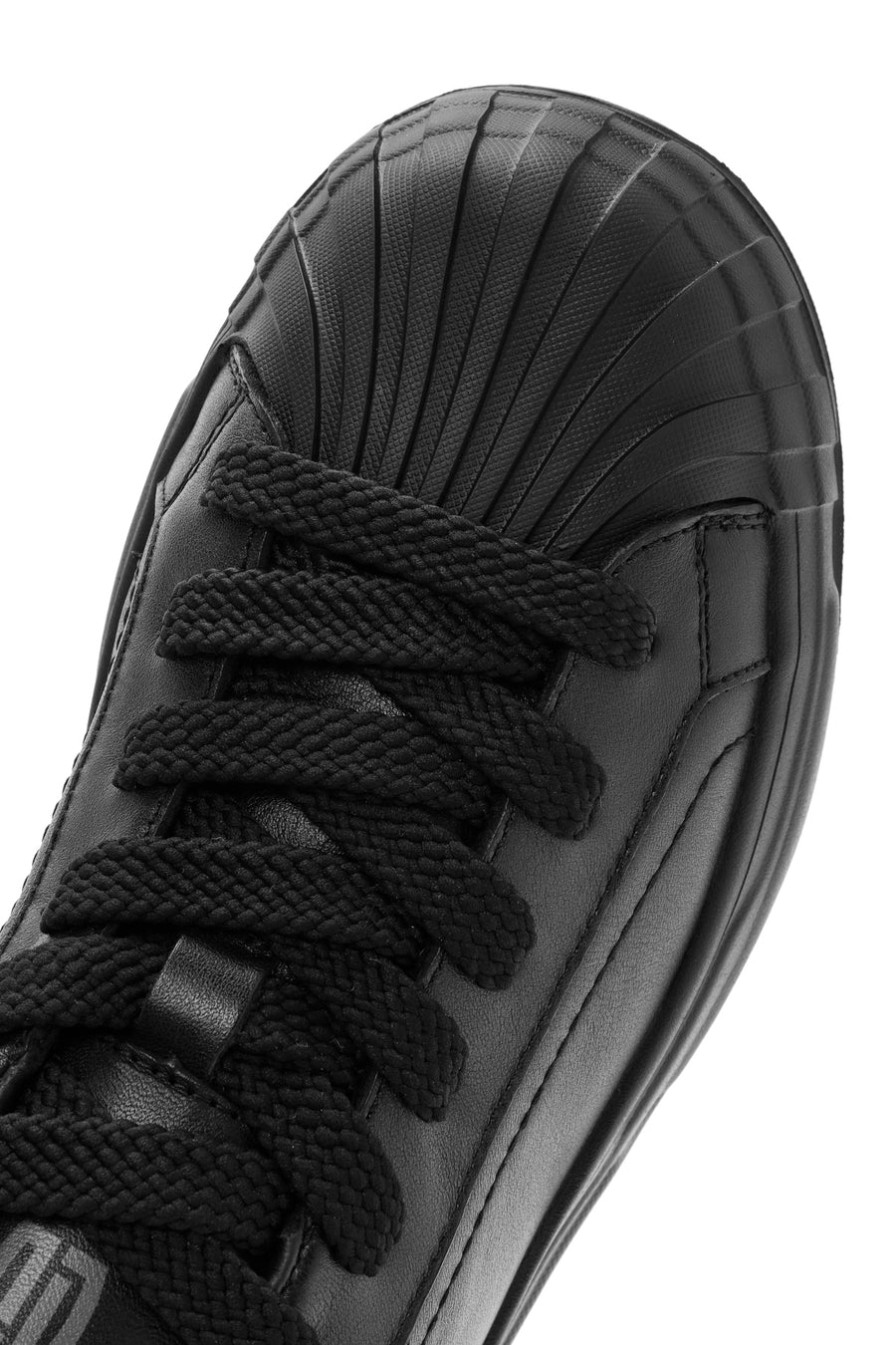 Erkek Siyah Bağcıklı Deri Sneaker