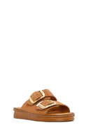 Woman Powder Buckled Suede Comfort Slipper | Derimod
