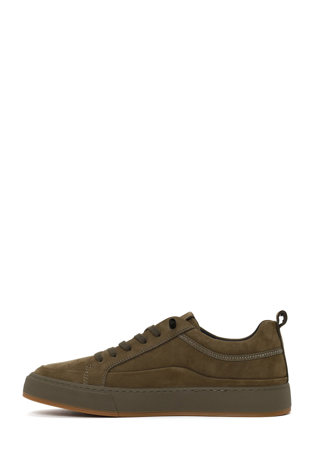 Erkek Haki Bağcıklı Nubuk Deri Sneaker