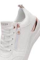 Skechers Women's White Billion Lace-Up Zipper Detail Leather Sneakers | Derimod
