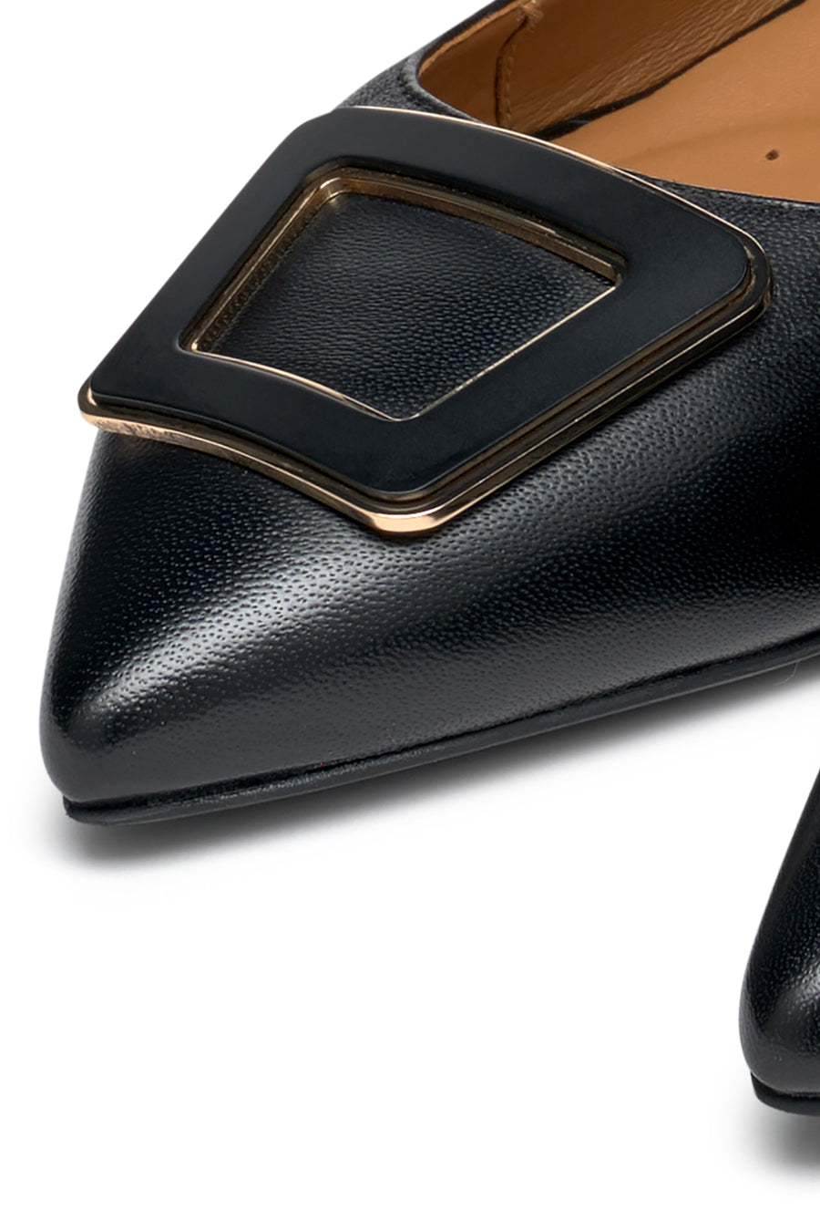 Geox Women's Black Charyssa Buckle Detailed Leather Ballerinas