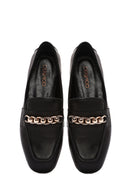 Women's Black Buckle Leather Loafer | Derimod