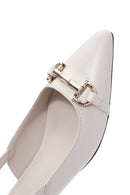 Women's Cream Accessory Open Back Ballerinas | Derimod