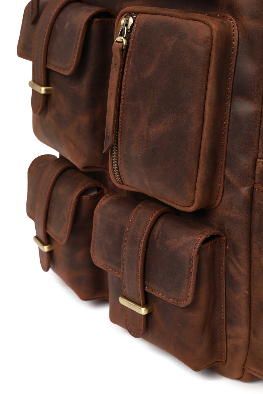 Male Brown Leather Backpack