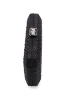 Women's Black Long Chain Strap Stone Evening Mini Clutch Bag | Derimod