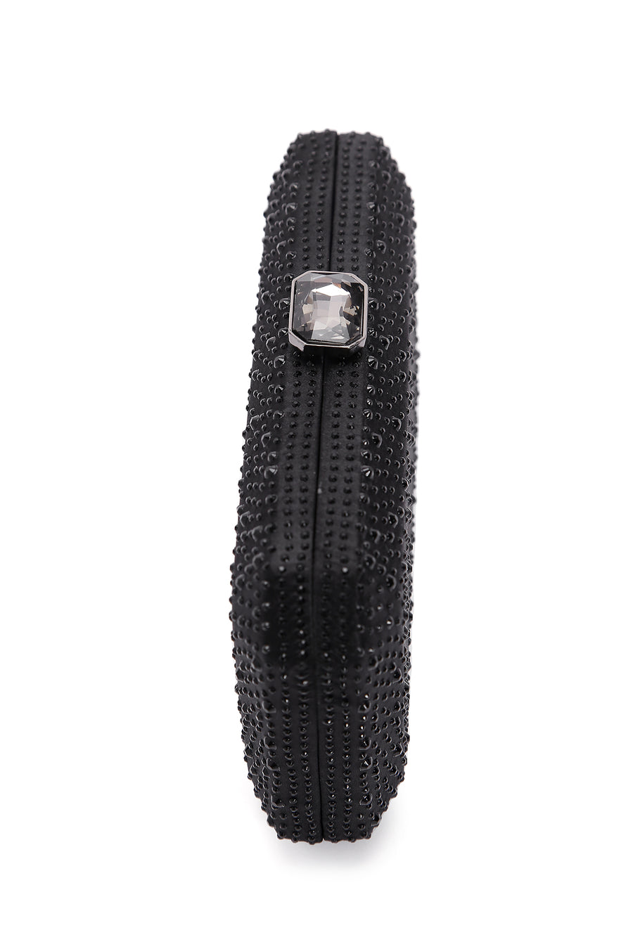 Women's Black Long Chain Strap Stone Evening Mini Clutch Bag