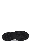 Women's Black Zippered Thick-Soled Leather Boot | Derimod