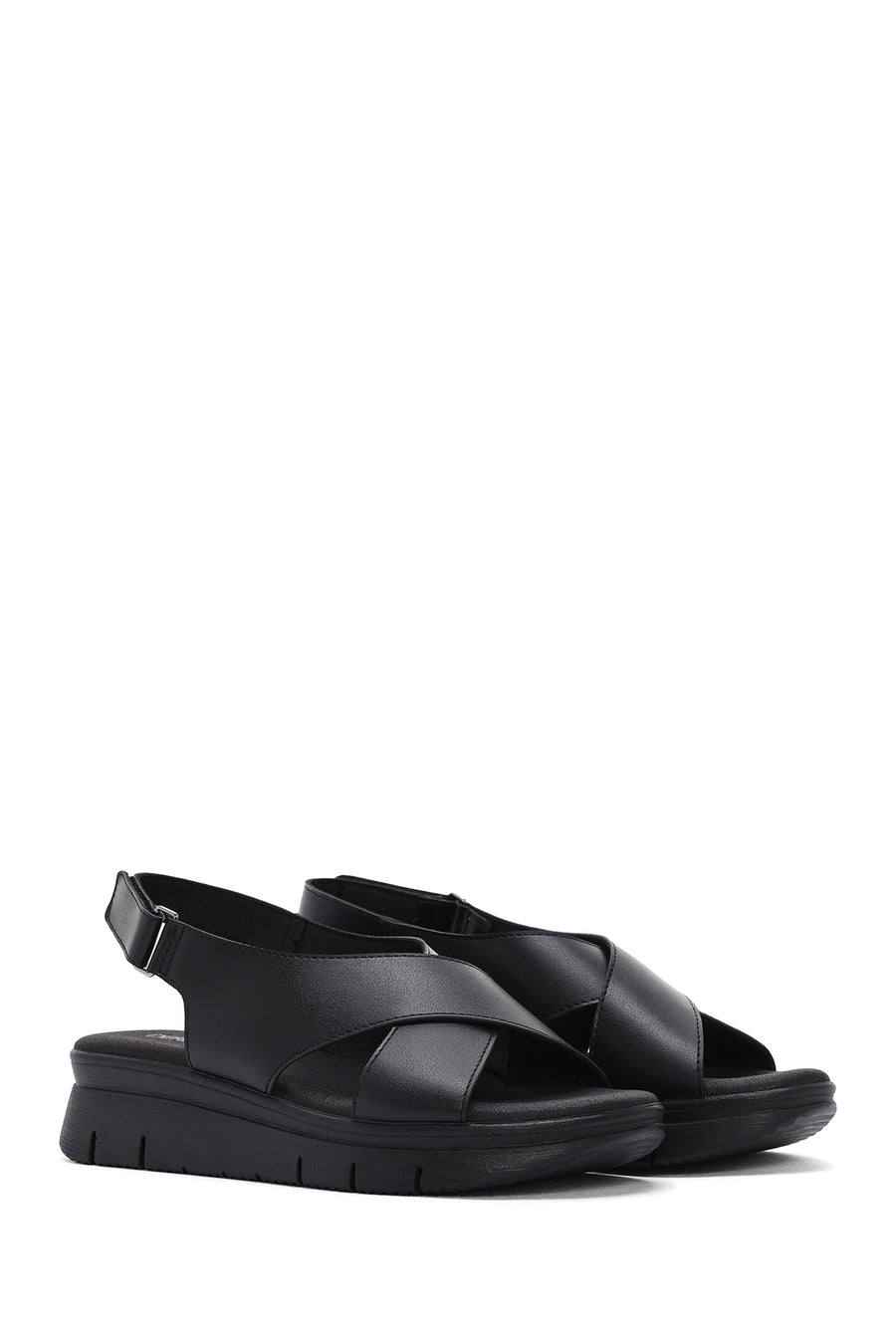 Women's Black Strappy Comfort Sandals