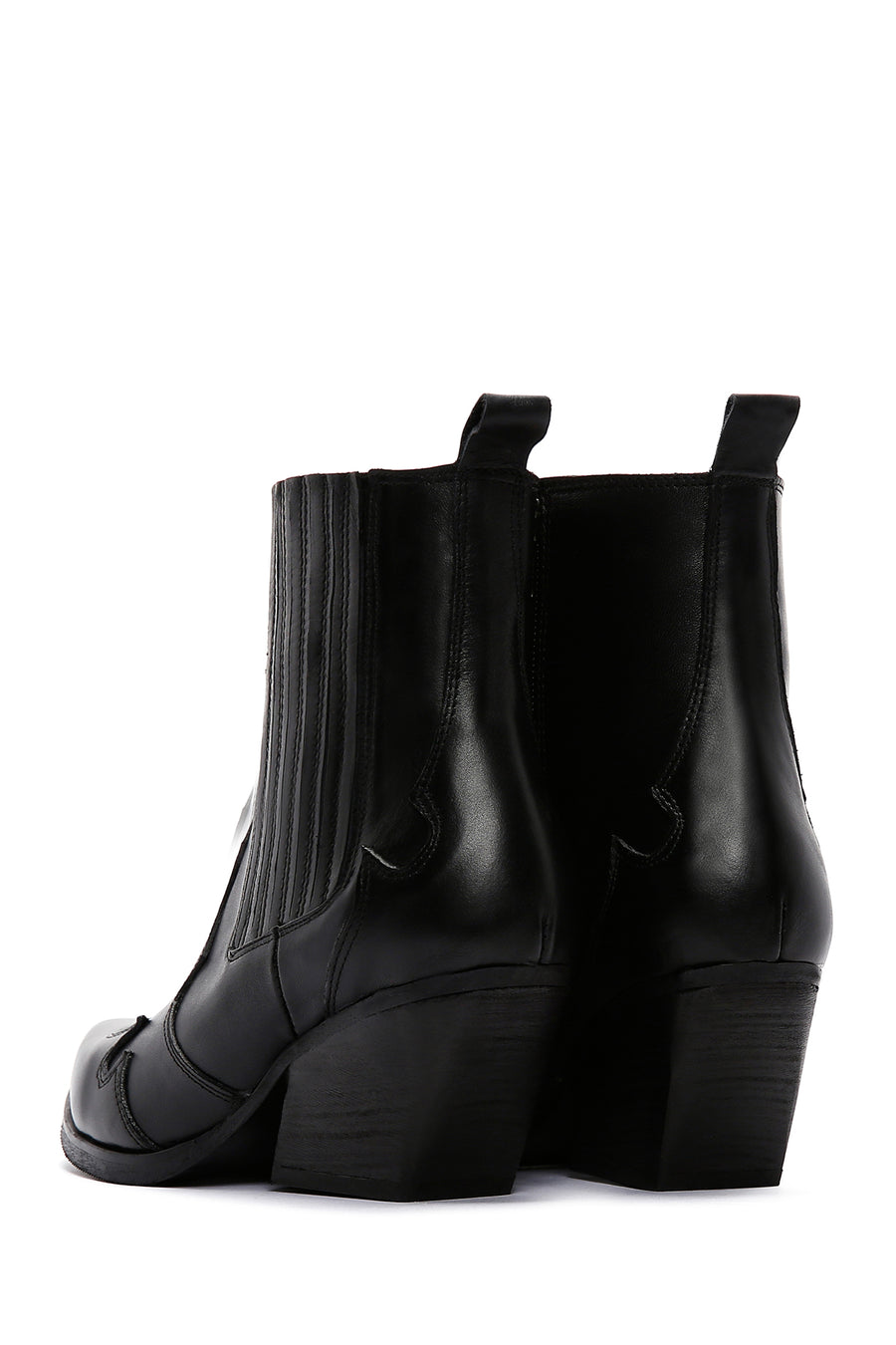 Women's Black Zippered Leather Cowboy Boots