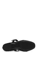 Women's Black Buckled Stone Fabric Ballerinas | Derimod