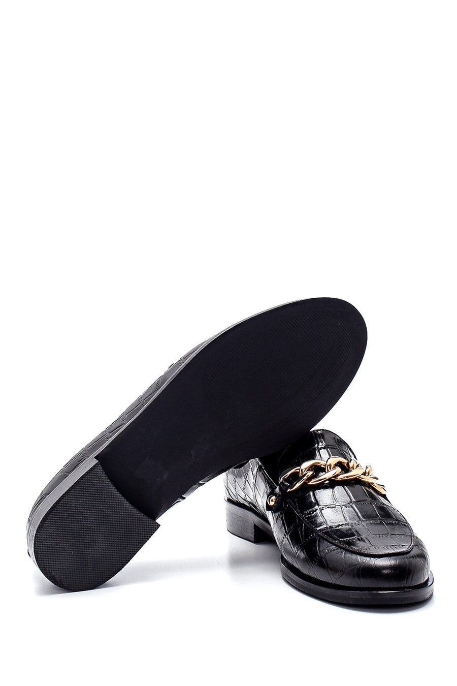 Women's Leather Chain Detailed Loafer