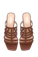 Woman Brown Chunky-Heel Slippers | Derimod