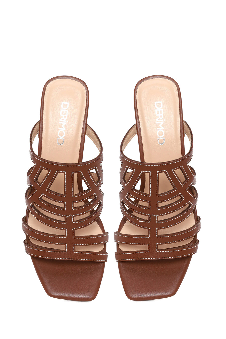 Woman Brown Chunky-Heel Slippers