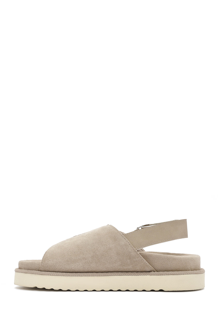 Women's Beige Strappy Suede Leather Sandals