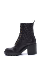 Women's Leather Quilted Heeled Boots | Derimod