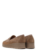 Woman Mink Wedge Heel Suede Comfort Loafer | Derimod