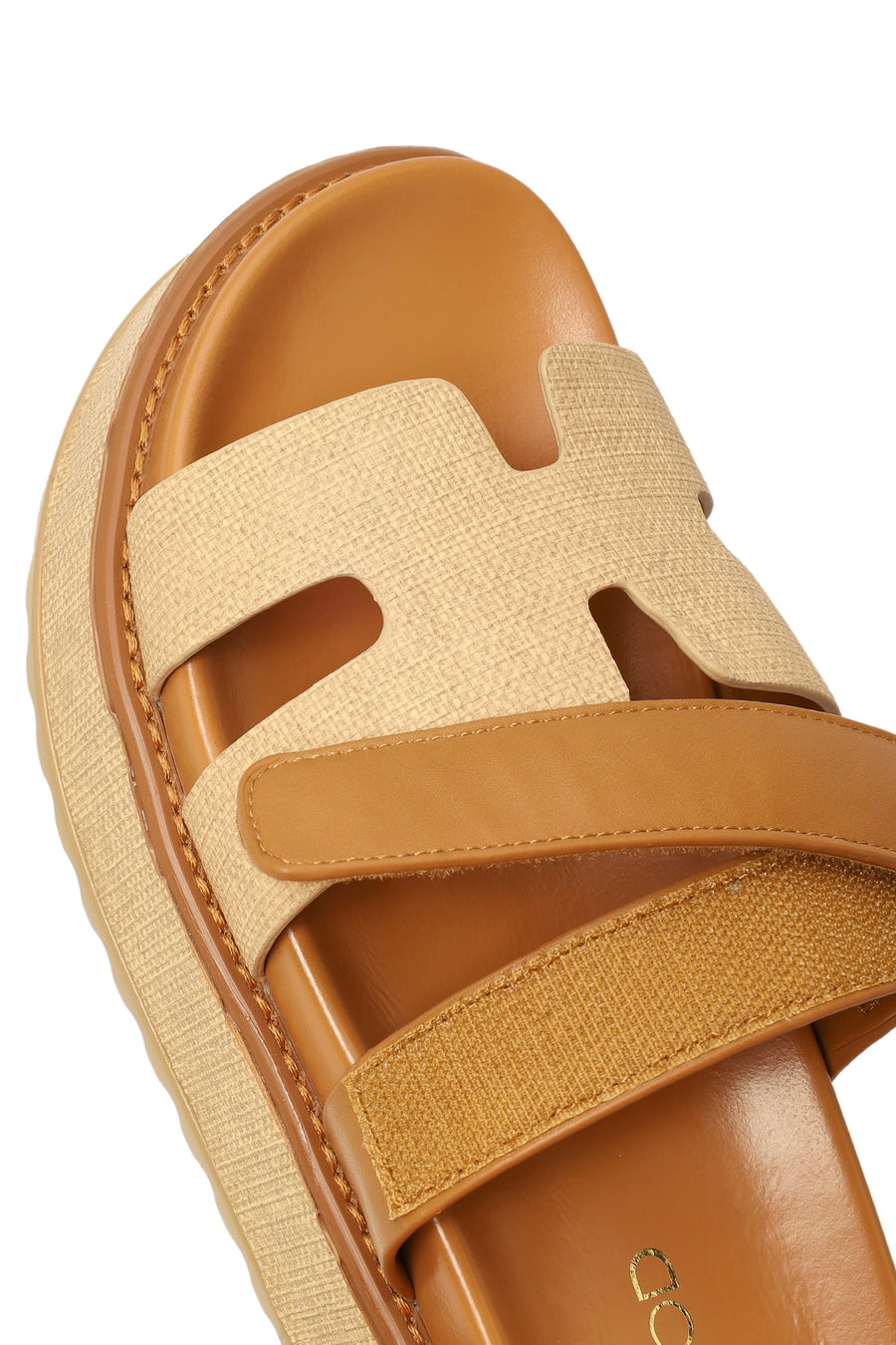Woman Beige Strappy Thick-Soled Slipper