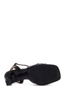 Woman Black Ankle-Strap Buckle Thick-Heel Leather Sandal | Derimod