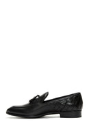 Men's Leather Knit Detailed Classic Loafer | Derimod