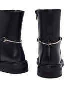 Woman Black Zip Closure Leather Boots | Derimod