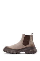 Men's Beige Nubuck Leather Chelsea Boots | Derimod