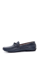 Men's Navy Blue Leather Casual Loafer | Derimod