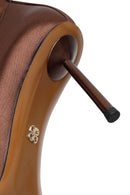 Woman Brown Zip Closure Thin-heeled Stretch Boots | Derimod