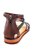 Women's Multi Color Leather Zippered Bodrum Sandals | Derimod