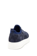 Men's Blue Suede Leather Sneaker | Derimod